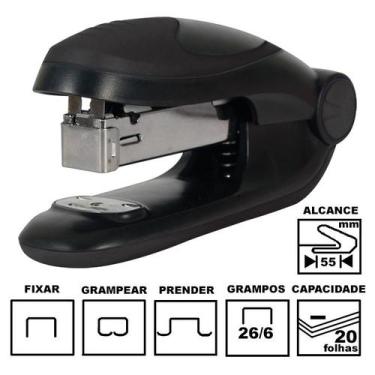 Imagem de Grampeador Tilibra G108 Preto Plástico 12cm 26/6 Ou 24/6 Até 20 Folhas
