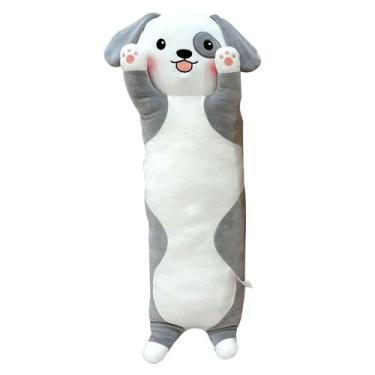 Imagem de Almofada Cachorro Pelúcia Travesseiro Macio Bebê 65cm Caa Toys, Cinza