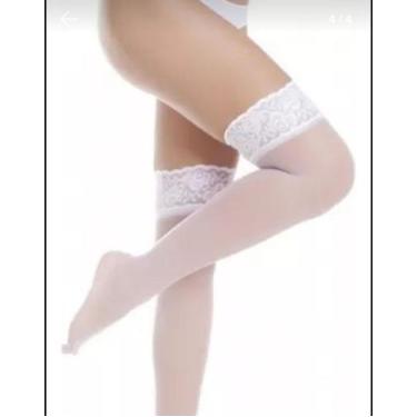 Imagem de Meia Calça Feminina Selene 7/8 Com Renda Fio 15 - Ref 9630, Branco, Ún