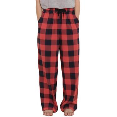 Imagem de Calça Pijama Infantil Xadrez Preto e Vermelho PATPAT Tamanho 13-14 Ano