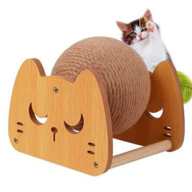 Imagem de Arranhador para Gatos AB Mídia BSL3896 Sisal e Madeira Bege com Bolinh