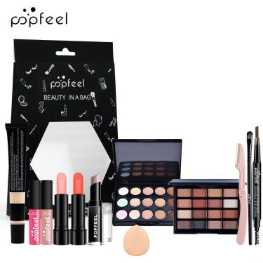 Imagem de Kit de Maquiagem com Maleta Sombras Blushes Bastões Pincéis 1 com Alta Pigmentação e Longa Fixação Bivolt