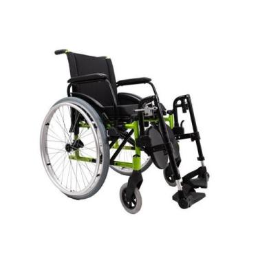 Imagem de Cadeira de Rodas K2 Alumínio Pés Eleváveis Ortobras, 42cm, Verde Oliva