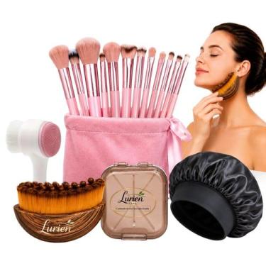 Imagem de Kit Skincare Completo com Escova de Limpeza Facial Dupla Face, 13 Pinc