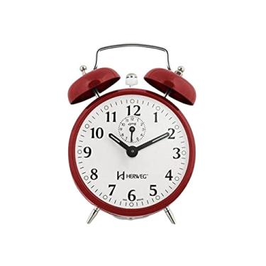 Imagem de Herweg Relógio Despertador, modelo vintage com campainha de aço vermelha