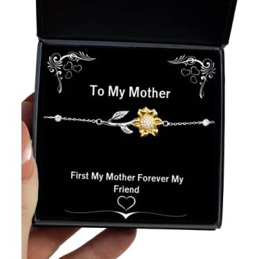 Imagem de SpreadPassion Pulseira de girassol First My Mother Forever My Friend Mother Girassol, ideia única de presente para mãe, para mãe