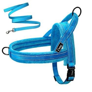 Imagem de Yajun Peitoral para cães reflexivo, macio, respirável, ajustável, colete para animais de estimação, fácil controle para cães pequenos, médios e grandes, azul, PPP