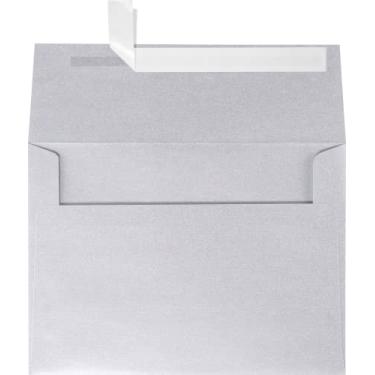 Imagem de Envelope de convite A4 c/descasque e pressione (4 1/4 x 6 1/4) - Taupe Metallic (50 Qt.), Silver Metallic