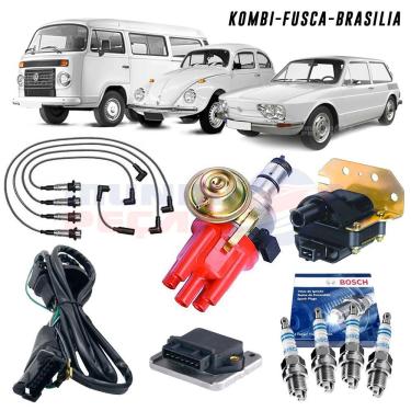 Imagem de Kit Ignição Eletrônica Fusca Kombi C/ Cabo Preto E Velas