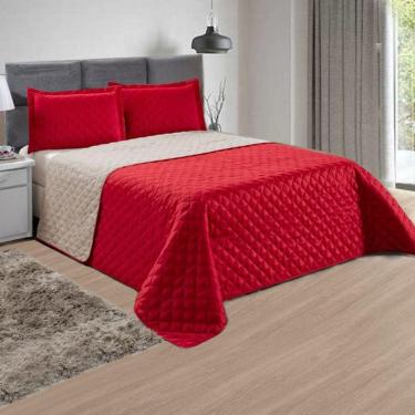 Imagem de Cobre Leito QUEEN 3 Peças Dupla Face Rose com Bege Casa Dona