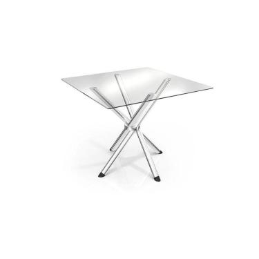 Imagem de Mesa Volga Cromada Com Tampo De Vidro Incolor 90cm