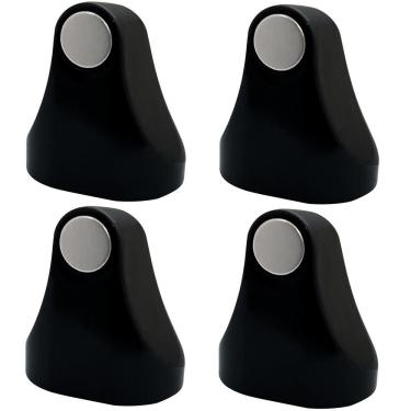 Imagem de Kit 4 Trava Porta Aparadores De Imã Fixadores Magnéticos Preto