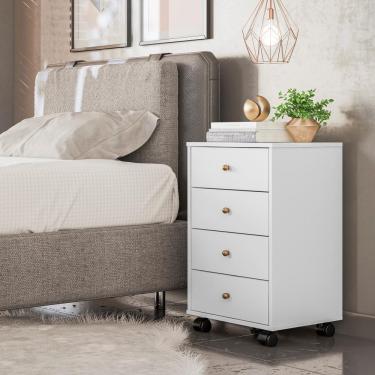 Imagem de Mesa de Cabeceira com rodízios 4 gavetas Presence Demóbile