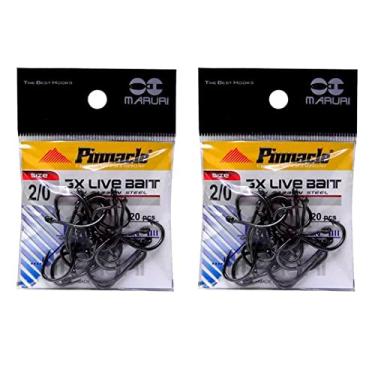 Imagem de Kit Anzol de Pesca Maruri 3X Live Bait Aço Carbono N° 2/0 40 Peças