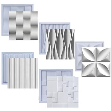 Imagem de Kit Formas de Gesso 3D e Cimento ABS Painel de Parede Revestimento