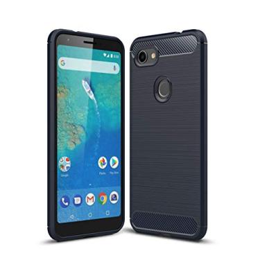 Imagem de YUNCHAO Caixa de telefone Textura escovada Caixa TPU à prova de choque de fibra de carbono para Google Pixel 3xl Lite capa para celular