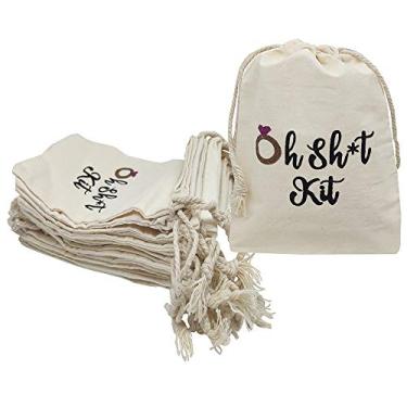 Imagem de Bolsas Sanrich 20 peças para festa de despedida de solteira com cordão para sacos de 10 x 15 cm Kit de bolsa de ressaca de madrinha kit de sobrevivência "Oh Sht Kit Bolsa