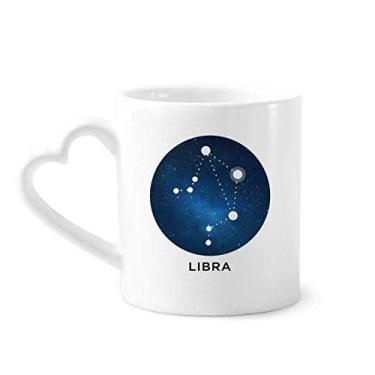 Imagem de Caneca de cerâmica com signo do zodíaco da constelação de Libra copo de coração de vidro
