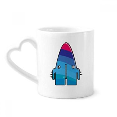 Imagem de Caneca de café de cerâmica com monstro azul universo e alienígena copo de coração de vidro