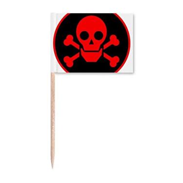 Imagem de Red Danger Checal Toxic l Symbol Bandeiras de palito de dente Topper Decoração de festa