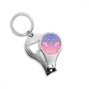 Imagem de Alicate de unha de flamingo engatado para casal chaveiro abridor de garrafas cortador