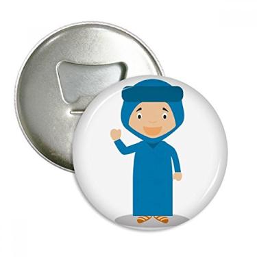 Imagem de Emblema multifuncional com emblema de ímã de geladeira, desenho animado da Argélia Smile Blue