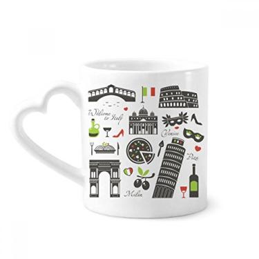 Imagem de Caneca Italy The Leaning Tower of Pisa, teatro romano, café, cerâmica, copo de coração de vidro