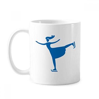 Imagem de Caneca Esqui Inverno Esporte Azul Contorno Cerâmica Café Porcelana Utensílios de Mesa