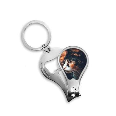 Imagem de Cortador de unhas marrom perfil animal vintage cortador abridor chaveiro tesoura