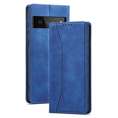 Imagem de YINGDAFENG Capa carteira para Google Pixel 7, capa flip de couro PU com slots para cartão recurso de suporte e proteção da câmera à prova de choque TPU capa interna para mulheres e homens, azul