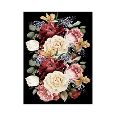 Imagem de Tapete Tapetes Criativos Tapetes Retangulares Elegantes Multicoloridos Com Flores Para Quarto Decoração de Casa (Color : A, Size : 80X120CM)