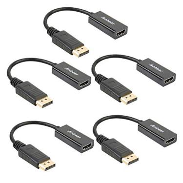 Imagem de Adaptador DisplayPort para HDMI, Anbear Displayport para cabo HDMI (macho para fêmea) para computadores e laptops habilitados para DisplayPort Connect a monitores HDMI (pacote com 5)