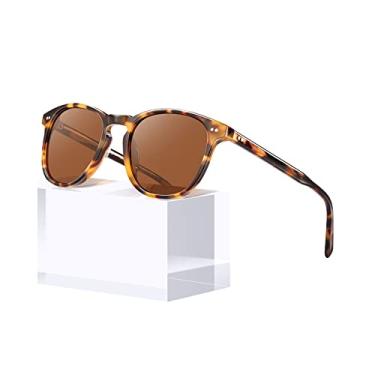 Imagem de Óculos de sol quadrados vintage da Carfia para mulheres, proteção UV polarizada, moldura de acetato hipoalergênico polido à mão CA5285, Brown Lens, One Size