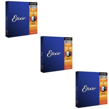 Imagem de Kit 3 Encordoamento Guitarra 010 Elixir Nanoweb Light 12052 Made in USA