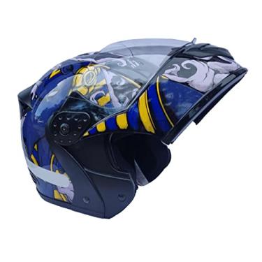 Imagem de Capacete Moto Mixs Gladiator Anubis Articulado Escamoteável Robocop Motociclista Motoqueiro Azul 56