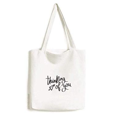 Imagem de Citação Thinking of You Art Deco presente moda sacola sacola de compras bolsa casual bolsa de mão