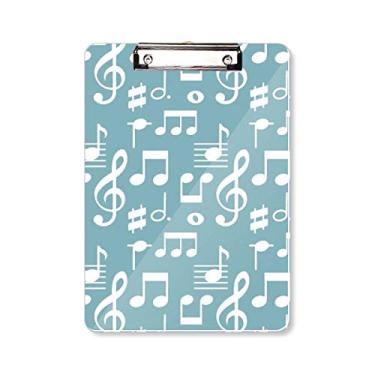 Imagem de Bloco de notas de música branco barra azul prancheta pasta bloco de escrita placa de apoio A4
