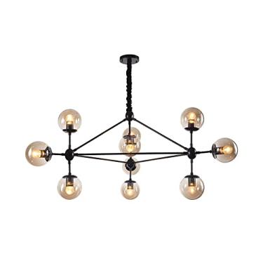 Imagem de Lustre Pendente Jabuticaba Preto Bola Molecular Âmbar Moderno Sala Quarto Salão Inl81