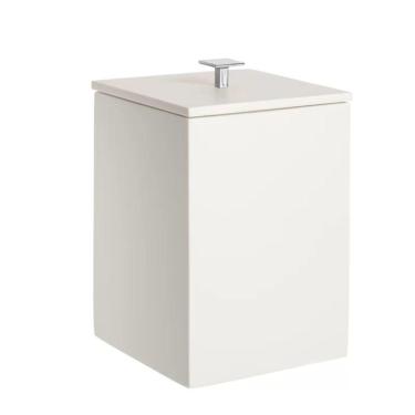 Imagem de Lixeira Quadrada 5,5L Em Resina Branco - Cromado