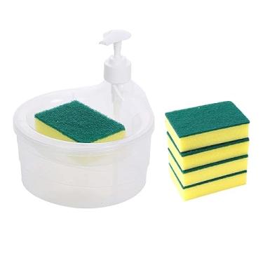 Imagem de dor de saboneteira e suporte para esponja, garrafa de bomba líquida com capacidade de 1.000 ml para banheiro, Claro