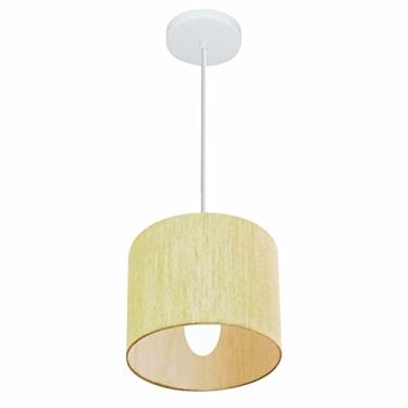 Imagem de Lustre Pendente Cilíndrico Cúpula Tecido 18x18 cm, Vivare Iluminação, Pendente4046 RST, Rustico Bege, Pequeno
