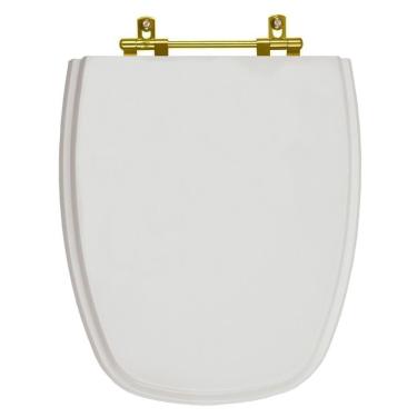 Imagem de Assento Sanitário Monte Carlo Cinza Real para vaso Deca Com Ferragem Dourada