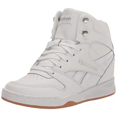 Imagem de Reebok Sapato feminino Bb4500 cano alto salto plataforma basquete, Salto anabela/Branco/Prata Metálico/Goma, 8