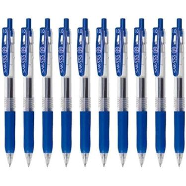 Imagem de Caneta de tinta de gel retrátil Zebra Sarasa Clip 1.0, aderência de borracha, 1,0 mm, tinta azul, conjunto de 10