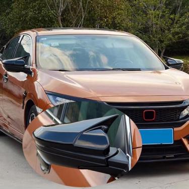 Imagem de LAVIYE Acessórios para carro Buzina ABS Fibra de carbono estilo Tampa do espelho retrovisor Caps novo, para Honda Civic 10th 2016-2020