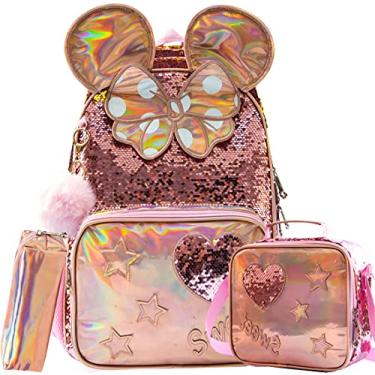 Imagem de Kit de mochila e lancheira escolar infantil Meetbelify com lantejoulas, 40 cm, para estudantes do ensino fundamental, Moderno