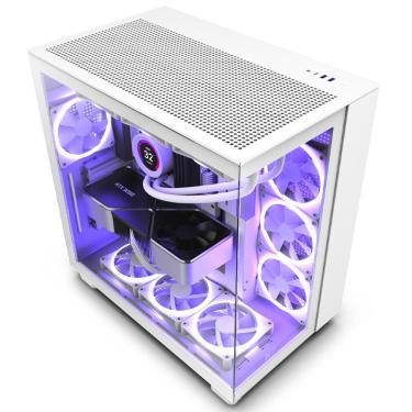 Imagem de Gabinete Gamer NZXT H9 Flow - Lateral e Frontal em Vidro Temperado - 4 Coolers Inclusos - Branco