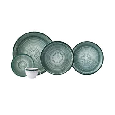 Imagem de Serviço de Jantar e Chá 30 Peças com Bowl Multiuso em Porcelana, Modelo Redondo Oca, Decoração Esfera Verde, Porcelana Schmidt