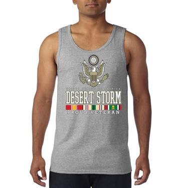 Imagem de Camiseta regata masculina Desert Storm Proud Veteran Army Gulf War Operation Served DD 214 Veterans Day Patriot, Cinza, XXG