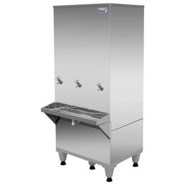 Imagem de Bebedouro Industrial Inox Coluna 200 Litros 3 Torneiras Ra20 Com Kit Filtro 127V Frisbel